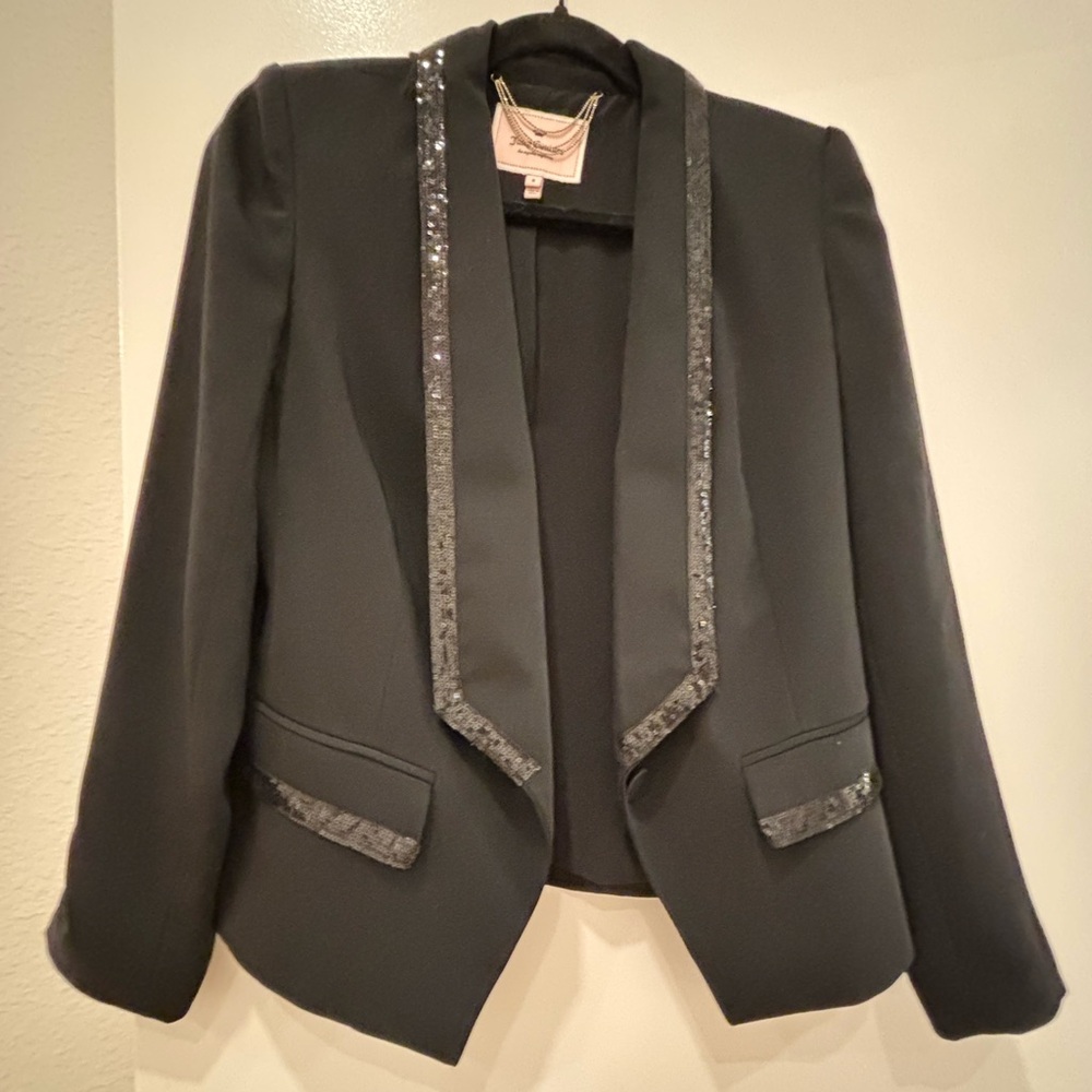 Vintage Black Sequin-Trimmed Women's Juicy Couture Blazer size small